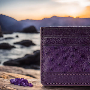 Bordeaux Purple Exotic Ostrich Leather Double Card Holder Slim Wallet –  D'Monti®