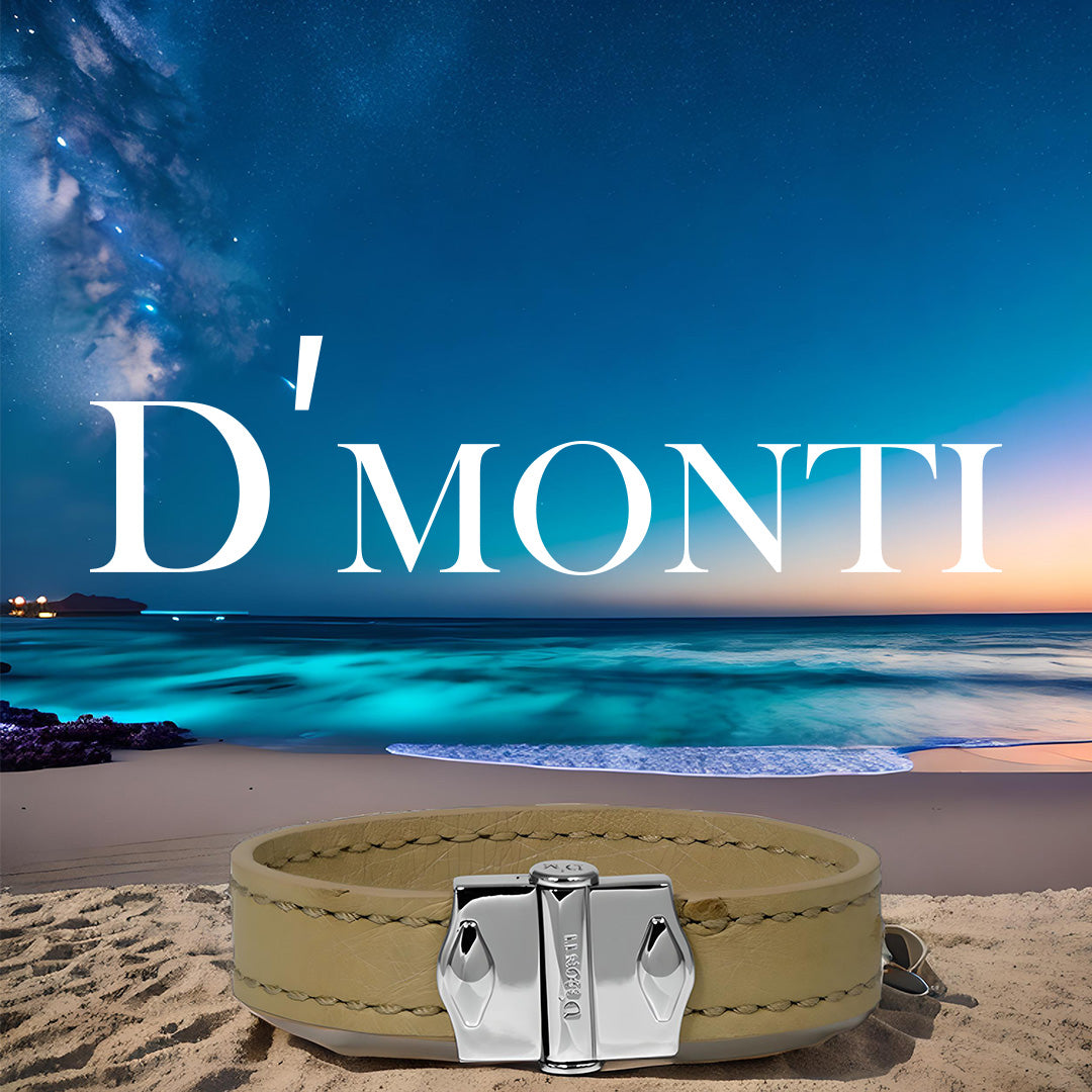 D'Monti Nestier Beige - France Luxe Genuine Ostrich Leather Mens Single Bracelet
