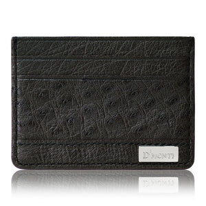 D'Monti Dark Brown - Minimalist Luxe Genuine Ostrich Leather Credit Card Holder Wallet