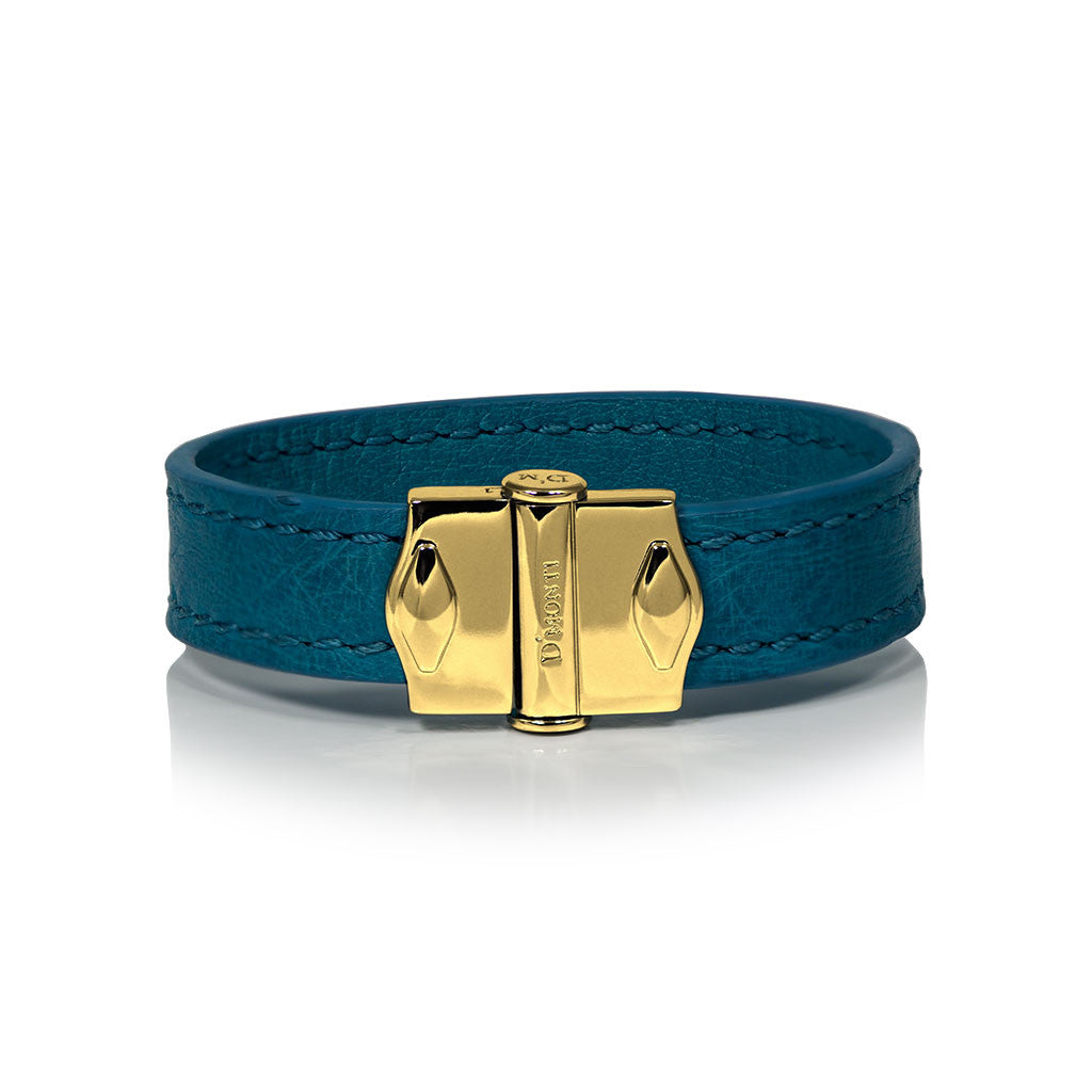 D'Monti Coral Blue - France Luxe Genuine Ostrich Leather Womens Single Bracelet