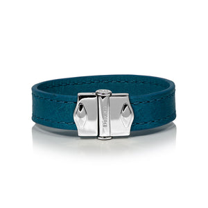 D'Monti Coral Blue - France Luxe Genuine Ostrich Leather Womens Single Bracelet