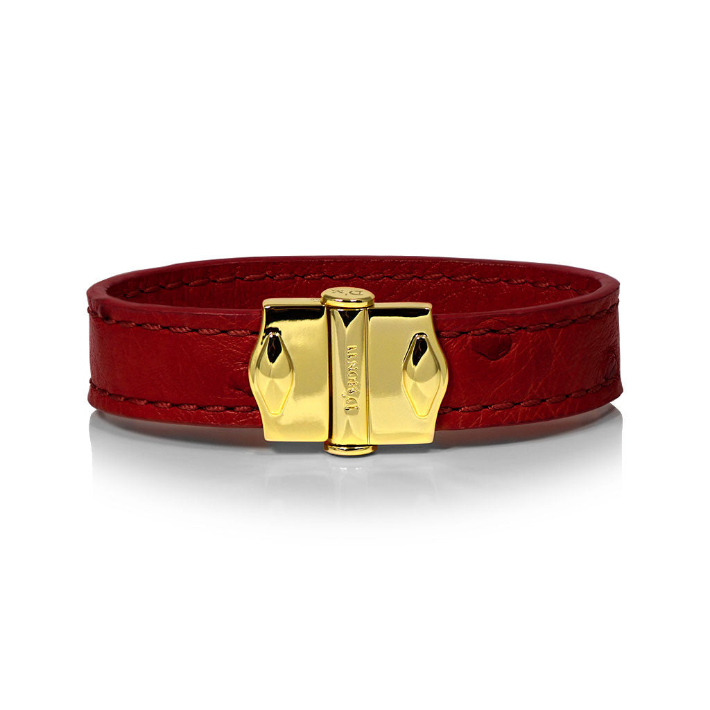 D'Monti D'Amour Red - France Luxe Genuine Ostrich Leather Womens Single Bracelet