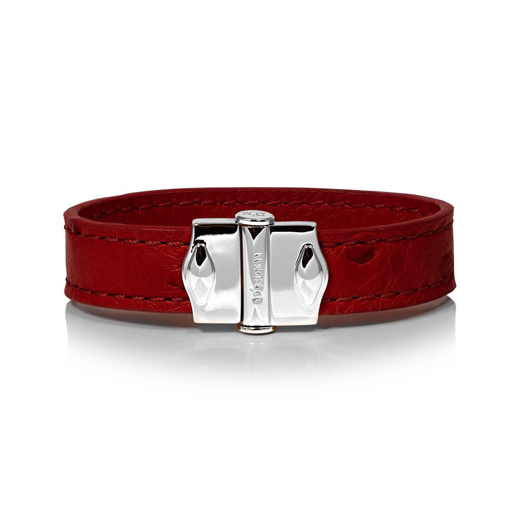 D'Monti D'Amour Red - France Luxe Genuine Ostrich Leather Mens Single Bracelet