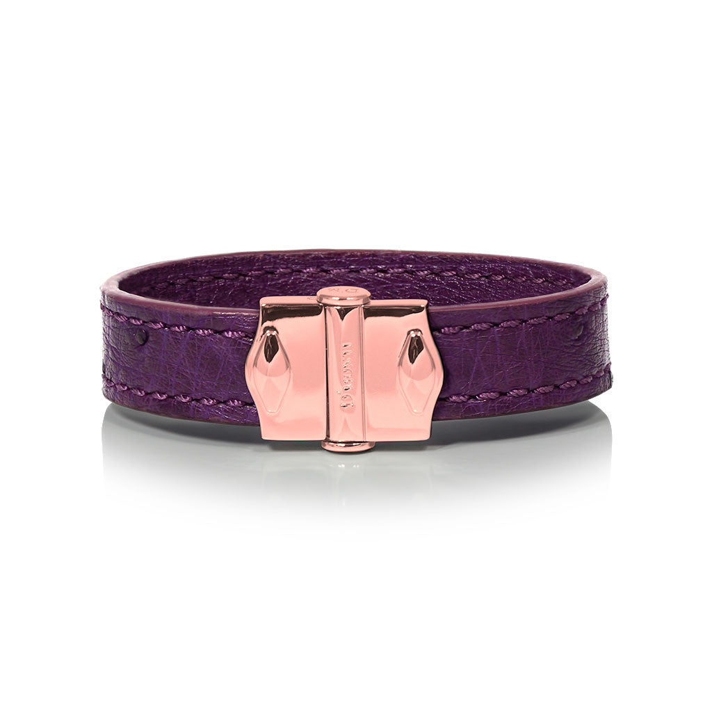 D'Monti Bordeaux Purple - France Luxe Genuine Ostrich Leather Womens Single Bracelet