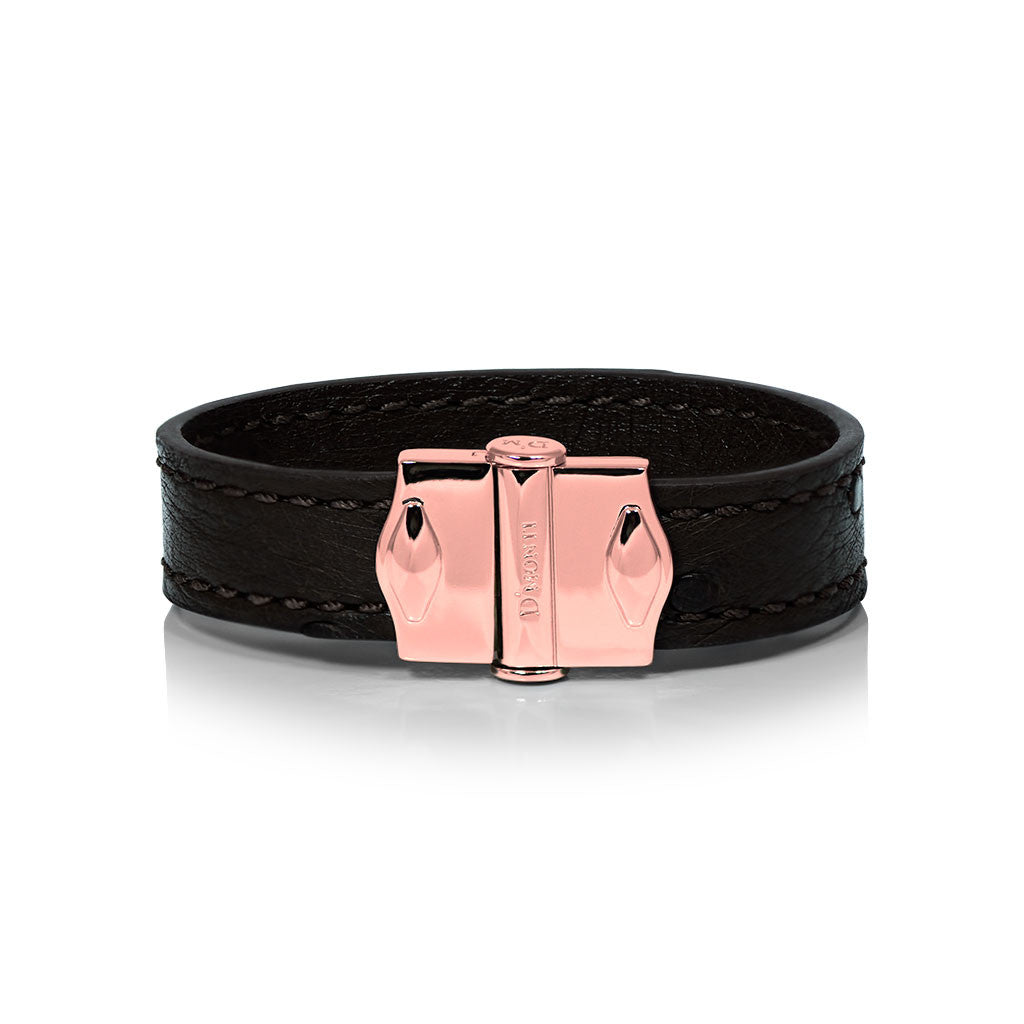 D'Monti Nero Black - France Luxe Genuine Ostrich Leather Womens Single Bracelet