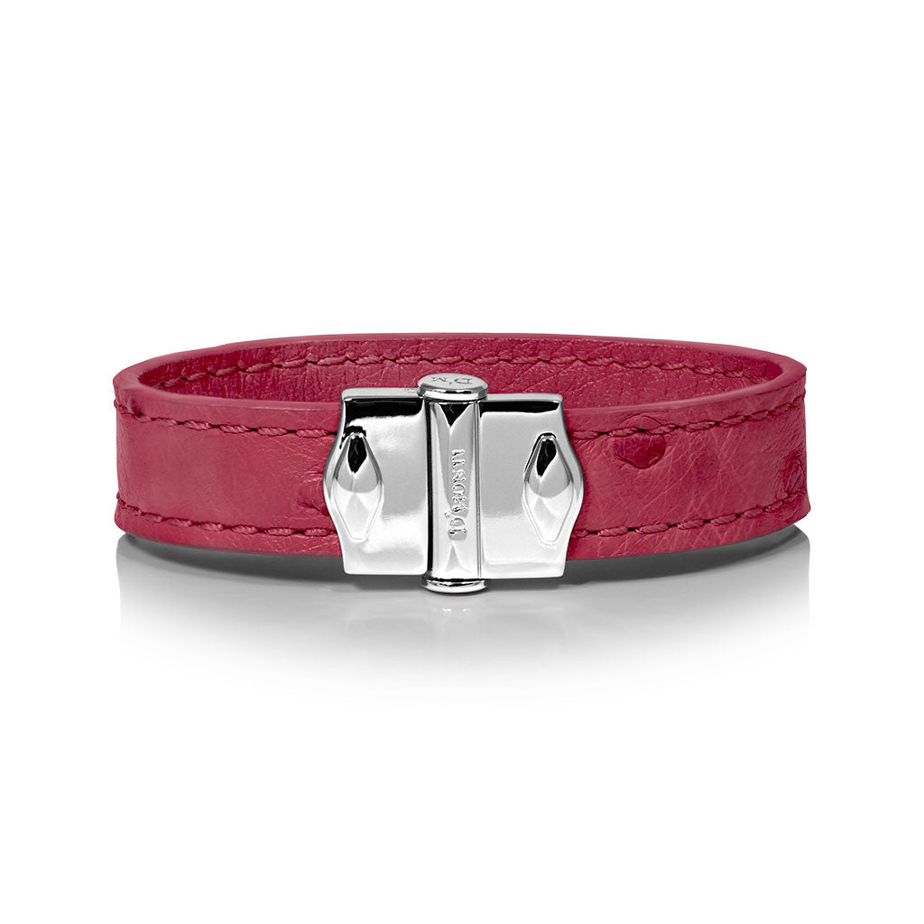 D'Monti Marseille Pink - France Luxe Genuine Ostrich Leather Womens Single Bracelet