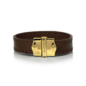 D'Monti Paris Brown - France Luxe Genuine Ostrich Leather Mens Single Bracelet