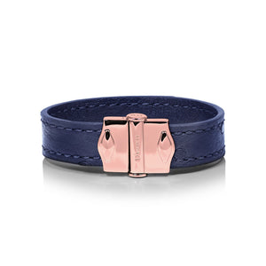 D'Monti Navy Blue - France Luxe Genuine Ostrich Leather Mens Single Bracelet